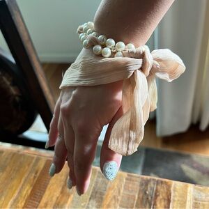 Anthropologie Pearl and Lace Bracelet